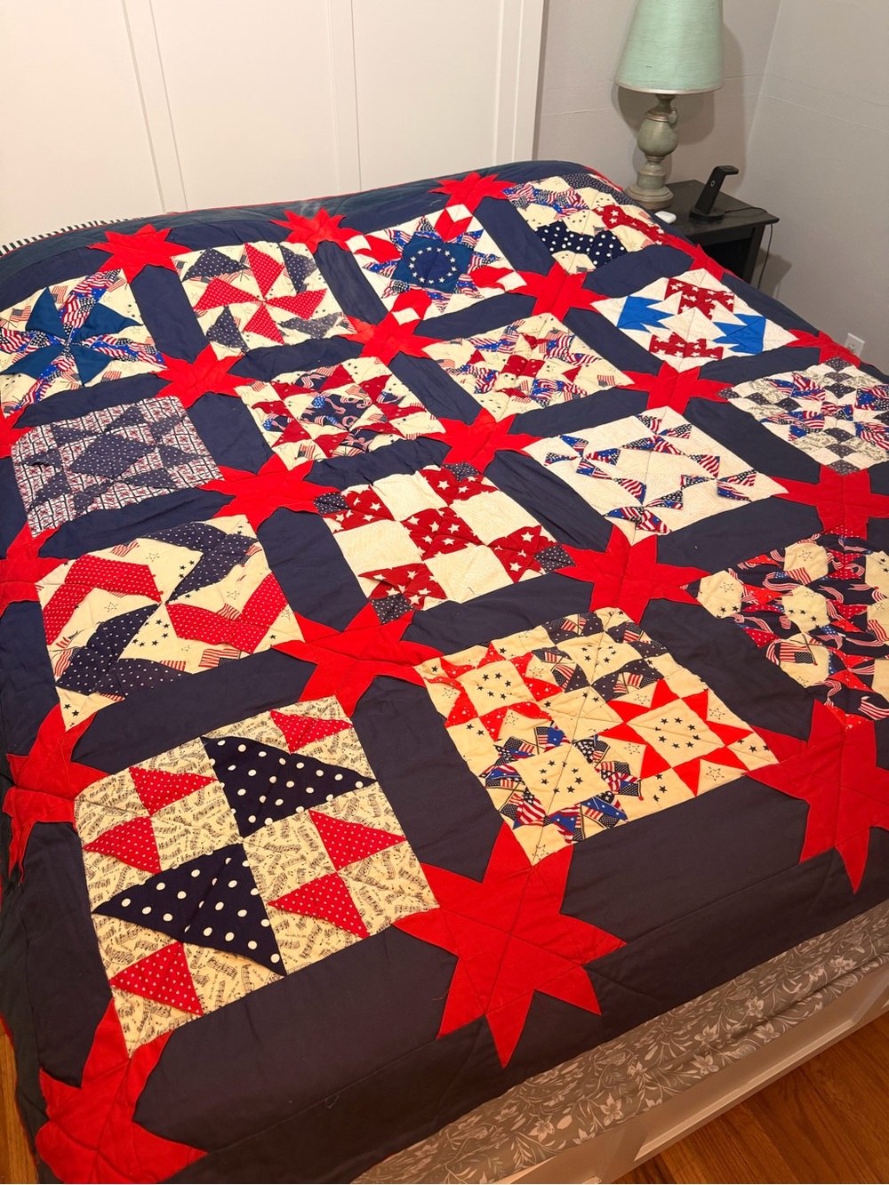 Handmade patriotic themed patchwork quilt